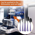 20 Piece Black and Purple 18/0 Flatware Utensil Set for 4, Include Dinner Knife,Dinner Forks,Dinner Spoons,Salad Forks,Teaspoons,Silverware Set for 4, Dishwasher Safe