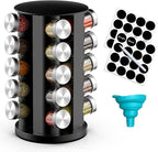 Rotating Spice Rack Organizer for Cabinet, Spice Racks Storage with 20 Jars, Spinning Spice rack for Kitchen Countertop, Spice Holder,Seasoing Storage Racks,Black