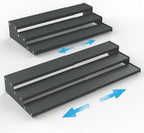 Expandable Spice Rack Storage organizer with 3-Tier step shelf cabinet,seasoning rack organizion.Great for Kitchen countertop shelves,Bathroom,dressing table,Cupboard,Pantry and more(2packs/Gun-gray)