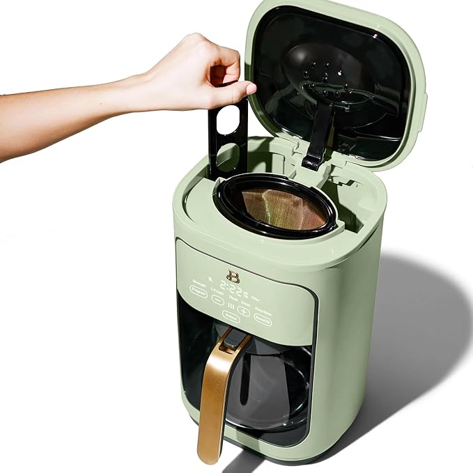 Beautiful by Drew Barrymore 14 Cup Programmable Drip Coffee Maker, Touch-Activated Display, Fast 14-Min Brew, Bold Strength, Keep Warm 4hrs (Green)