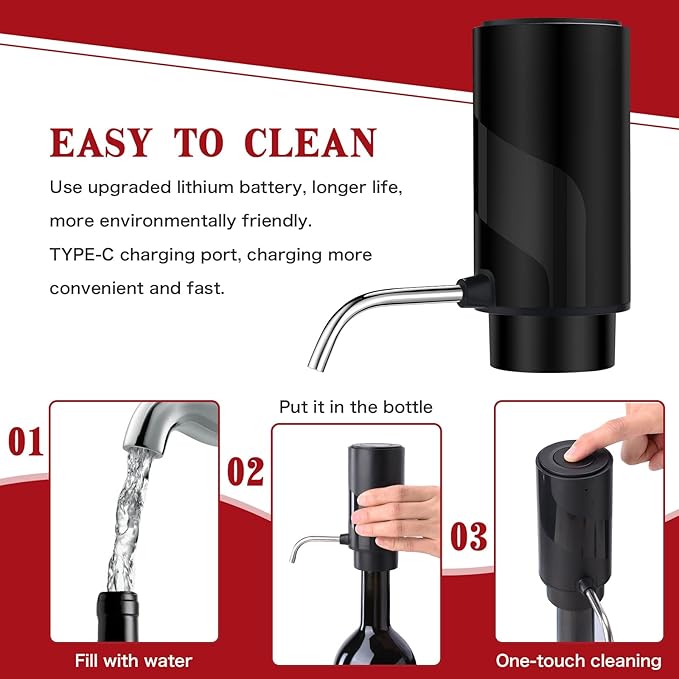 Electric Wine Aerator Pourer with USB Rechargeable, Automatic Wine Bottle Dispenser Machine and Multi-Smart Wine Decanter, Perfect Wine Gifts for Wine Lovers