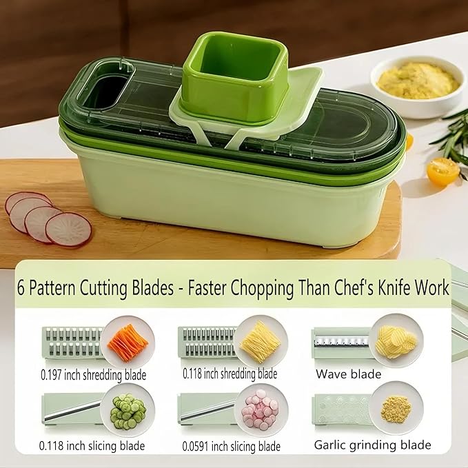 Stainless Steel Box Grater with Container - 6-in-1 Kitchen Slicer & Shredder for Cheese, Vegetables, Fruits - Dishwasher Safe, Non-Slip Base, Ergonomic Handle