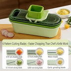 Stainless Steel Box Grater with Container - 6-in-1 Kitchen Slicer & Shredder for Cheese, Vegetables, Fruits - Dishwasher Safe, Non-Slip Base, Ergonomic Handle