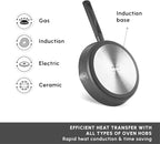 Karaca Swiss Crystal Ceramic Midnight Cookware Set - Non Stick Pots and Pans Set with Lid - PFAS-Free, Dishwasher Safe, Induction Hob Compatible Cookware, Black, 6 Piece