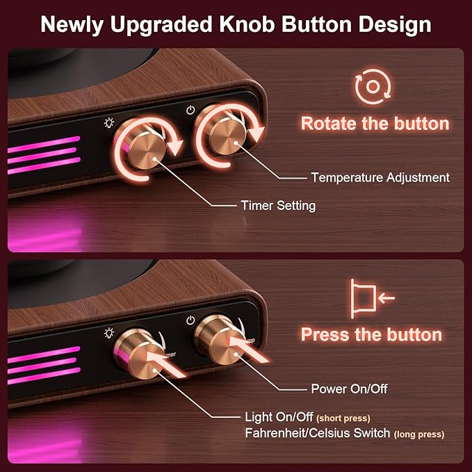 Mug Warmer, CEROBEAR 50W Coffee Cup Warmer for Desk with 9 Tempreture Settings, 1-9Hrs Auto Shut Off Smart Candle Warmer with LED Lights, Electric Beverage Warmer Plate for Coffee, Tea, Water, Milk