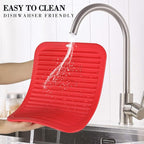 2 Pack Silicone Trivets - Heat Resistant Non-Slip Flexible Pot Holders for Hot Dishes & Pans - Red Silicone Trivet Mat Dish Drying Mat Spoon Rest, 9x12 in