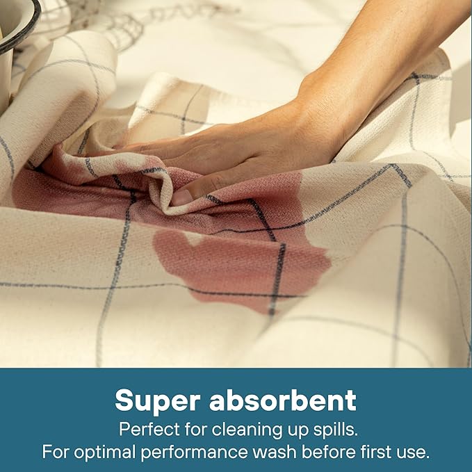 MEEMA Kitchen Towels and Dishcloths Sets of 6 | Large 18 x 28 Inch | Upcycled Cotton Tea Towel | Super Absorbent Cotton Dish Towels for Kitchen | Sage Green Stripes | Hand Towels