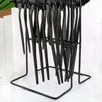 24-Piece Mirror Black Cutlery Set, Snplowum Stainless Steel Flatware Hanging Tableware Silverware Set Include Knife/Fork/Spoon/Teaspoon and Storage Rack For Daily Use, Service For 6