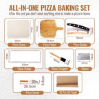 8 PCS Pizza Stone Set, Extra Large 15×12 Inch Pizza Stone for Grill, Rectangle Baking Sone With Pizza Kit for Pizza, Bread, BBQ Grilling, Pizza Peel Set