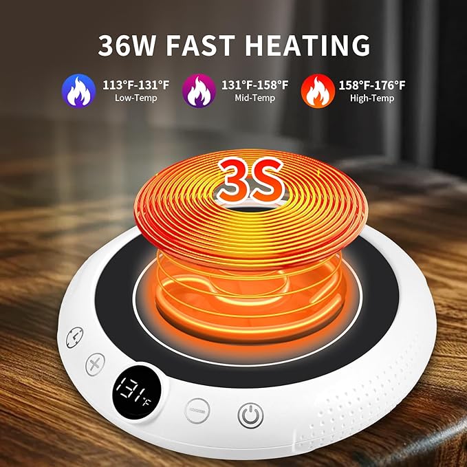 Coffee Mug Warmer, White Elephant Gifts for Adults, Electric Cup Warmer for Desk, Candle Warmer Plate 8-Temp Setting & 1-12H Timer, Stocking Stuffer for Women Men