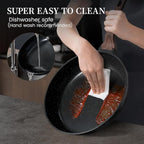 Kikcoin 16Pcs Pots and Pans Set Nonstick Ceramic Cookware Sets Induction Kitchen Cooking Set Non toxic Healthy Non Stick w/Grill Pan, Saute Pan, Black