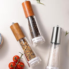 Acrylic kitchen tools grinder Salt and pepper grinder, adjustable thickness, suitable for the home (Dark wood)