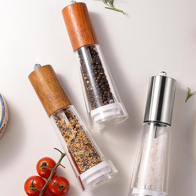 Acrylic kitchen tools grinder Salt and pepper grinder, adjustable thickness, suitable for the home (Stainless steel)