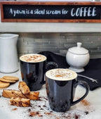 Sweese Porcelain Coffee Mugs - 16 Ounce (Top to the Rim) for Coffee, Latte, Tea, Cocoa, Set of 4, Black