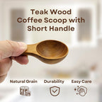 2 Pieces Small Wooden Spoon, Short Handle Teak Wood Scoops for Coffee Beans Tea Salt Sugar for Spice Jars and Short Containers