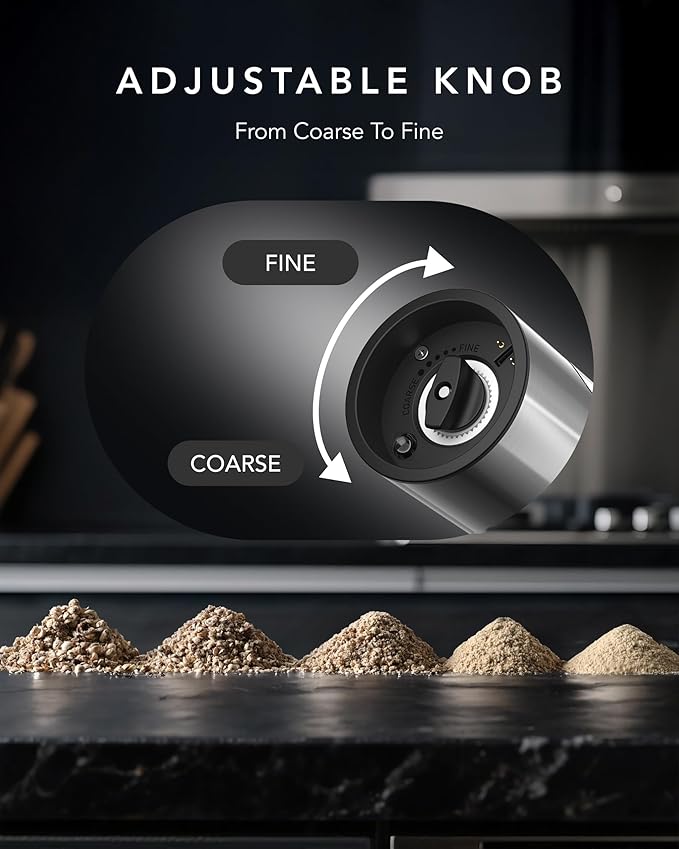 FORLIM Electric Salt and Pepper Grinder Set Rechargeable, Auto Salt and Pepper Grinder set with Charging Base, Adjustable Coarseness, LED Light, Automatic Salt Grinder Refillable,Pepper Shakers Set