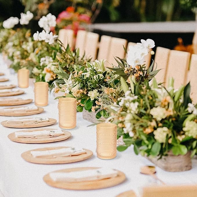 XKXKKE Amber Hobnail Beaded Drinking Glasses Set of 12, 15 oz Vintage Glassware Set Romantic Water Glasses Tumbler, Water Cups, Clear Embossed Glassware Set for Beer, Juice, Cocktail, Soda, Beverages