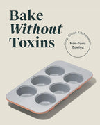 Caraway Nonstick Ceramic 6 Cup Muffin Pan Duo – Non-Toxic, PTFE & PFOA Free – Oven Safe – Aluminized Steel Core – Small Muffin Pan for Baking Cupcakes, Muffins & More - Perracotta