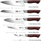 5-Piece Japanese Style Kitchen Knife Set,Professional Ultra Sharp High-Carbon Stainless Steel Chefs Knives with Ergonomic Wood Handle,Elegant Box Packaging