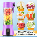 Portable Blender Make Shakes and Smoothies - USB Rechargeable Personal Size Mini Blender Freshly Squeezed, 380Ml BPA Free Travel Cup in Picnic/Office/Gym