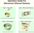 2-Tier Silicone Microwave Steamer, Divided Compartments with Lid, Stackable Food Container, Sage Green