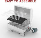 Royal Gourmet GT1001 Stainless Steel Portable Grill, 10000 BTU BBQ Tabletop Gas Grill with Folding Legs and Lockable Lid, Outdoor Camping, Deck and Tailgating, Silver