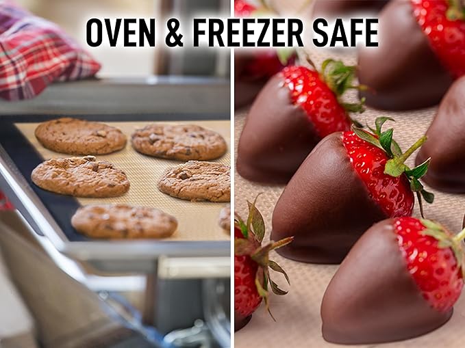 Zulay Kitchen 16.5"x11.6" 2-Pack Silicone Baking Mat - Reusable Nonstick Baking Sheet - Dark Gray