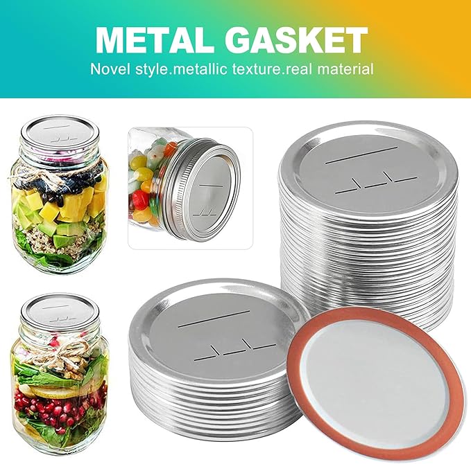 24 Pack 70mm Regular Mouth Mason Jar Lids, Split-Type Food Grade Metal Caps with Leak Proof & Airtight Seal for Canning Jams, Pickles, Preserving Food