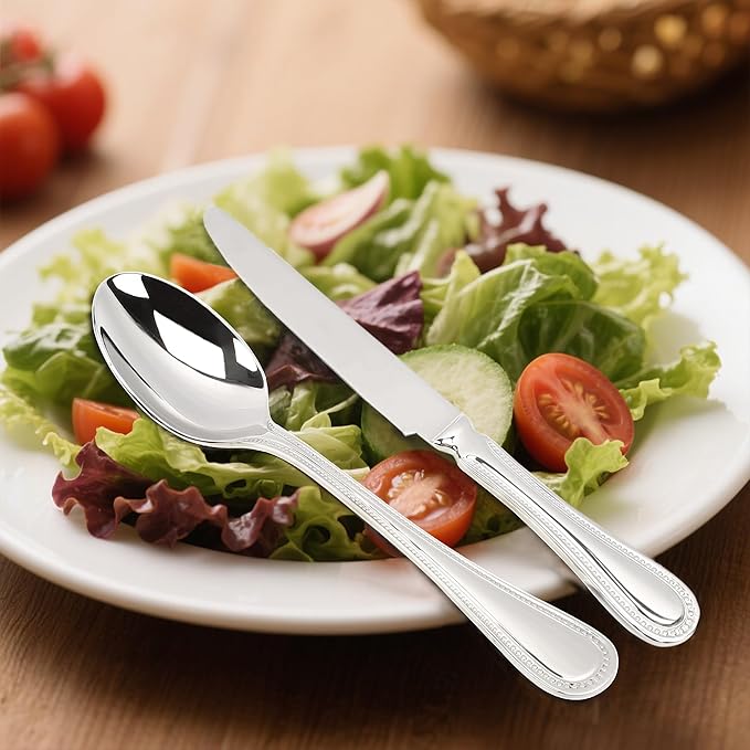20-piece Silverware Set for 4, 18/10 Stainless Steel Flatware Set, Fine Silverware Set, Serving Utensil Sets, Finely Polished and Dishwasher Safe, Prolos