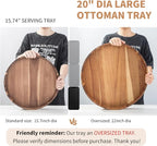 Extra Large Round Serving Tray, 20INCH, Heavy Duty Acacia Wood Trays for Big Ottoman Coffee Table Counter Giant Decorative Organizer Tray, Huge Kitchen Serveware Cheese Board Charcuterie Tray