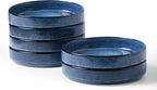 famiware Star 7.5" Pasta Bowls Set, Salad Bowl Set of 6, Double Reactive Glaze, Stackable, Perfect for Your Friend for Housewarming, Thanksgiving, Christmas, Nebulas Blue