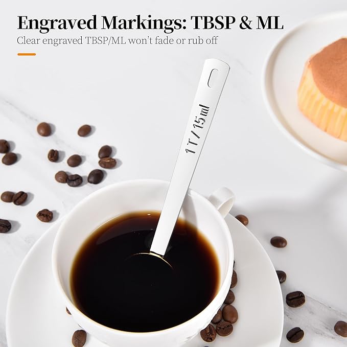 Long Handle Coffee Scoop: 18/8 Stainless Steel 5.64 Inch 1 Tablespoon Metal Measuring Spoon Tbsp Scoop for Coffee Beans, Grounds Coffee, Coffee Powder, Tea, Tall Jars (1Tbsp/15ml)