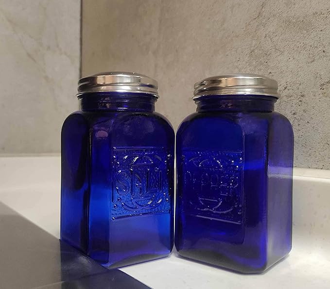 Depression Style Glass Salt and Pepper Shakers (Cobalt Blue)