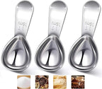 3 Piece 15g Coffee Scoop, Stainless Steel with Graduated Spoon for Coffee Beans, Sugar, Flavourings, etc