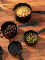 Joyhill Measuring Cups and Spoons Set of 10 Piece, Stainless Steel Measuring Cups with Soft Touch Silicone Handles, Nesting Metal Measuring Cup for Dry & Liquid Ingredients, Cooking & Baking (Black)