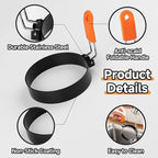 4 Pack Egg Ring Compatible with Blackstone Griddle, 3.5" Egg Rings with Silicone Handle, Round Nonstick Metal Eggs Molds for Frying Eggs, Portable Grill Accessories for Breakfast Omelette Sandwich