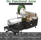 Runnatal Large Dish Drying Rack with Drainboard Set, Stainless Steel Detachable 2-in-1 Large-Capacity 2-Tier Over The Sink Anti-Rust Dish Rack and Dish Drainer for Kitchen Counter