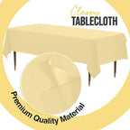 Exquisite 66% Thicker Premium Plastic Table Cloth Rectangle Table Cover 0.5 Mil 12 Pack Light Yellow Table Cloth 54 Inch x 108 Inch Disposable Tablecloth Won't Tear Easily Like Cheap Thin Brands