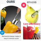 2pcs Pepper Seed Corer & 2pcs Cleaning Brush, Stainless Steel Fruit and Vegetable Corer Tool Fruit Core Remover Core Pit Remover for Pepper Tomato Apple (With Hole)