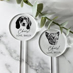 Personalized Dog Drink Stirrers, Custom Wedding Pet Illustration Acrylic Sticks for Wedding Cocktails, Unique Party Favors & Reception Decor Style 1