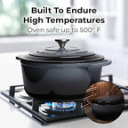 Zulay Kitchen 5 Quart Enameled Cast Iron Dutch Oven with Lid,Silicone Trivet & Heat Pad – Premium Durability & Oven Safe up to 500°F – Heavy Duty Cookware Perfect for Bread Baking, Stews, Braising & Roasting – Gray
