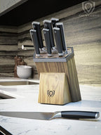 Dalstrong Knife Block Set-8pc-Vanquish Series-Forged High Carbon German Steel-Kitchen Knife Set-Premium Wood Block-Black POM Handle-NSF Certified-Men's Valetines Gift