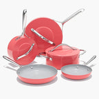 Ceramic Cookware Set Nonstick Pots and Pans Set 8 Pieces Non Toxic PTFE/PFOA/PFAS Free All Cooktops Compatible Even Heat Distribution Oven Safe to 500°F, Fusion Red