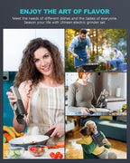 Ultrean Pepper Grinder, Rechargeable Gravity Salt and Pepper Grinder with 6 Adjustable Coarseness, LED Light, One-Hand Automatic Operation, Stainless Steel, Gifts for Father‘s Day