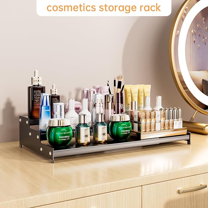 Premium Spice Rack Organizer for Countertops - tiered spice rack organizer for cabinet,spice jars, oil bottles and utensils 1 Pack Grey (modern rust-resistant design)