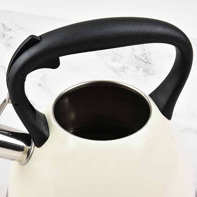 Whistling Stovetop Tea Kettle,Food Grade Stainless Steel, Cool Touch Ergonomic Handle, Fast Boil, for Gas, Electric, and Glass Ranges - 3L