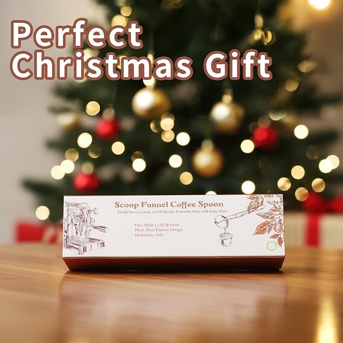 Coffee Scoop with Funnel for Ground Coffee, Protein Powder & Tea, for Reusable K-Cup Refiller, 2TBSP Mess-Free, Funnel Design Prevents Spills (Black, 2-Pack)