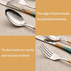 20-Piece Green Orange Silverware Set 18/0 Stainless Steel Silverware Set Green Orange Handle Cutlery Set Service for 4 Dinner Knives Forks Spoons Set Flatware Set Finish Dishwasher Safe