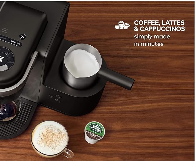 Milk Frother Cup Replacement For The Keurig K-Café Coffee Makers, Compatible With Keurig K-Café Coffee Makers Only. 34 ounce, Charcoal Frother. Hot and Cold Frothing, Stainless Steel/Plastic Handle