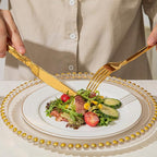 KINGSTONE Gold Silverware Set, Luxury 40 Piece Flatware Set for 8, 18/10 Stainless Steel Cutlery Set with Diamond Cut Pattern for Kitchen, Home, Wedding, Party, Mirror Polished and Dishwasher Safe